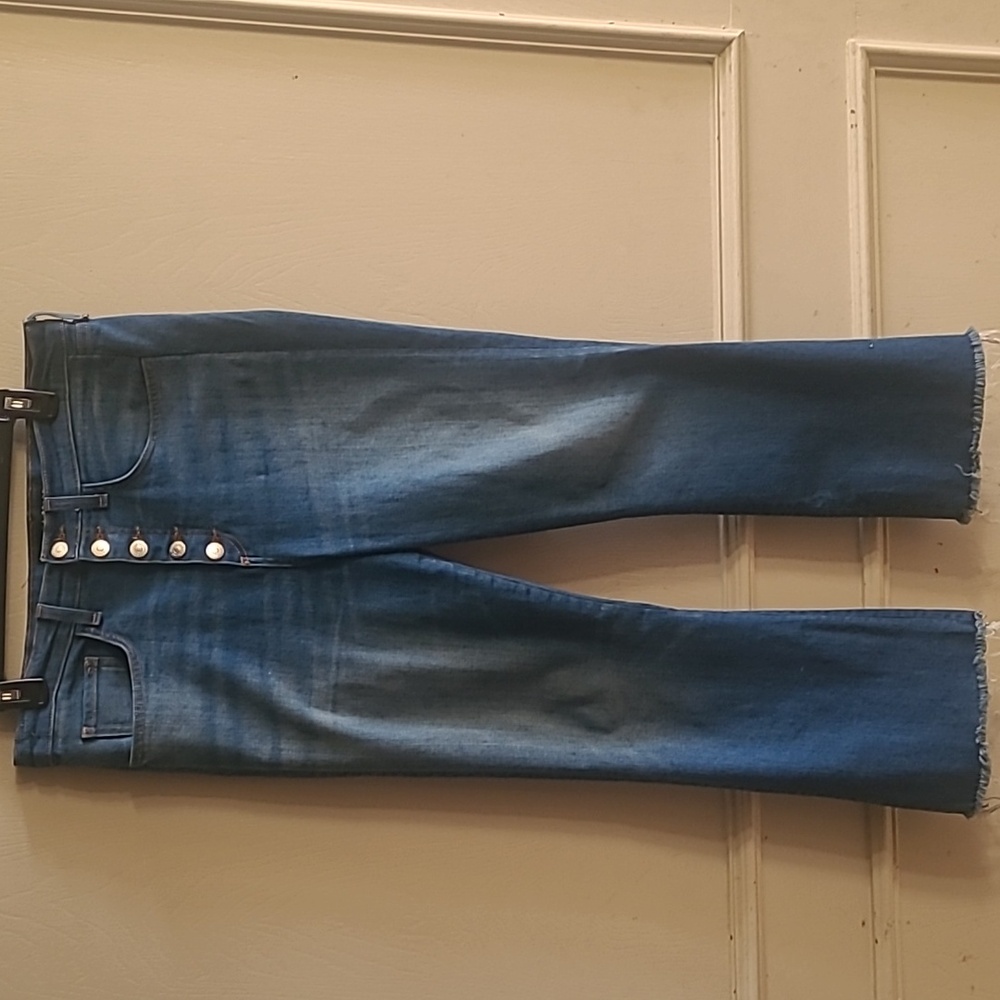Veronica Beard Carolyn 10" Baby Boot Jeans Sz 30, Frayed Hem, Jagger Wash